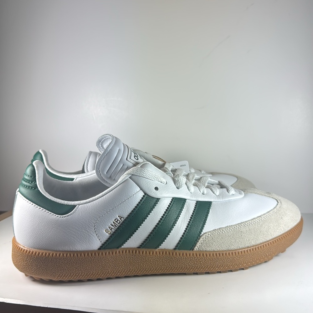 Adidas Samba Spikeless Golf Shoes Men’s Size 11.5 White Green Leather Shoes